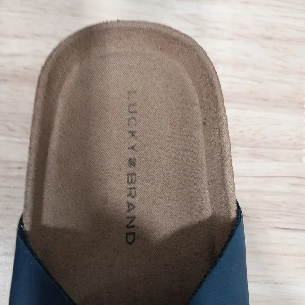 Lucky Brand Kids Slide Sandals Double Buckle Size 2M Navy Blue